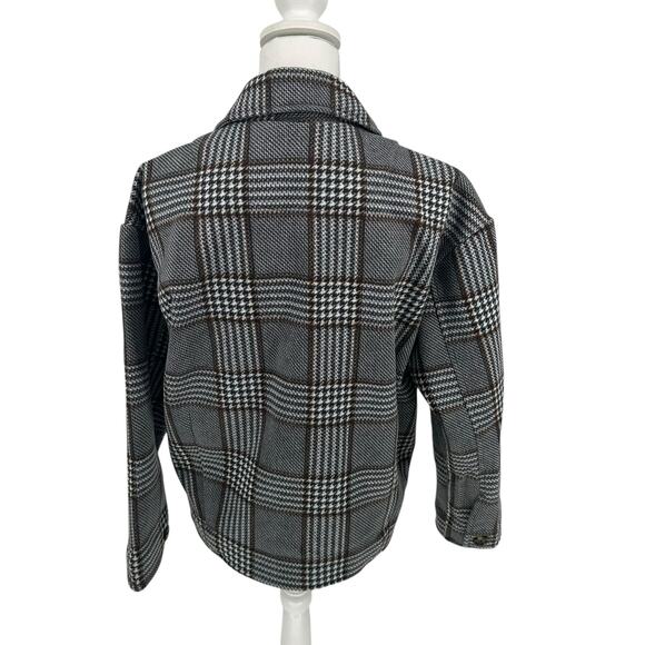 NWOT Black Tape_ White Blue Gray Plaid Trendy Button Front Jacket Sz Medium - Picture 4 of 9
